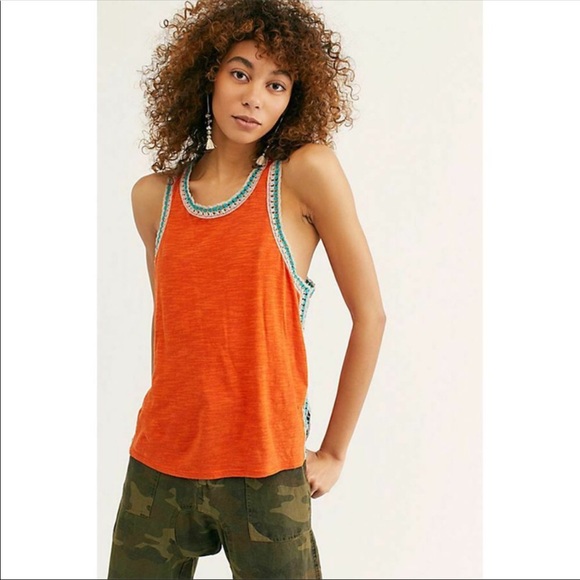 Free People Tops - 34 Free People Bora Bora Crochet Racerback Tank Orange
